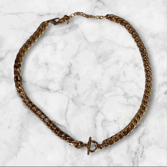 Jewelry - Chunky Cuban Gold Tone Chain Necklace 15-18 Inches